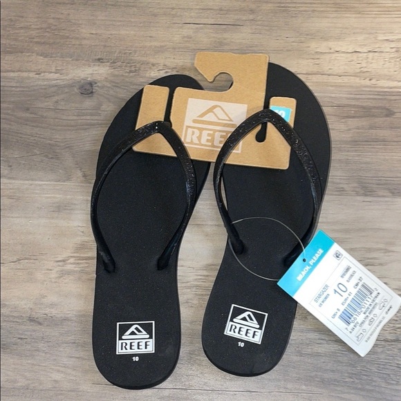 Reef women’s 10 flip flip sandals stargazer thong black glitter comfort  NWT - Picture 1 of 6